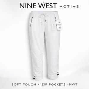 Nine West Active White Jogger Pants Soft Touch Zip Pockets NWT MSRP $68 SZ 3X